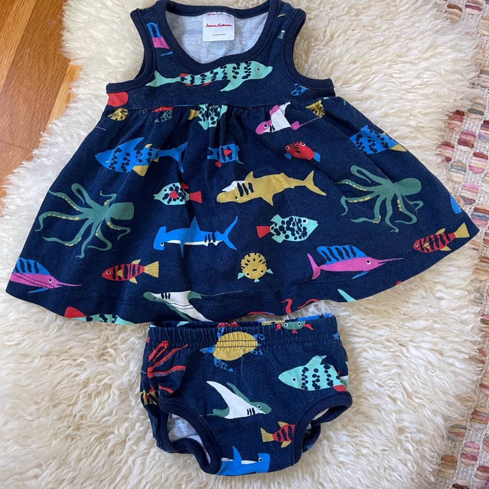 Hanna Anderson 0-3 months dress and bloomers